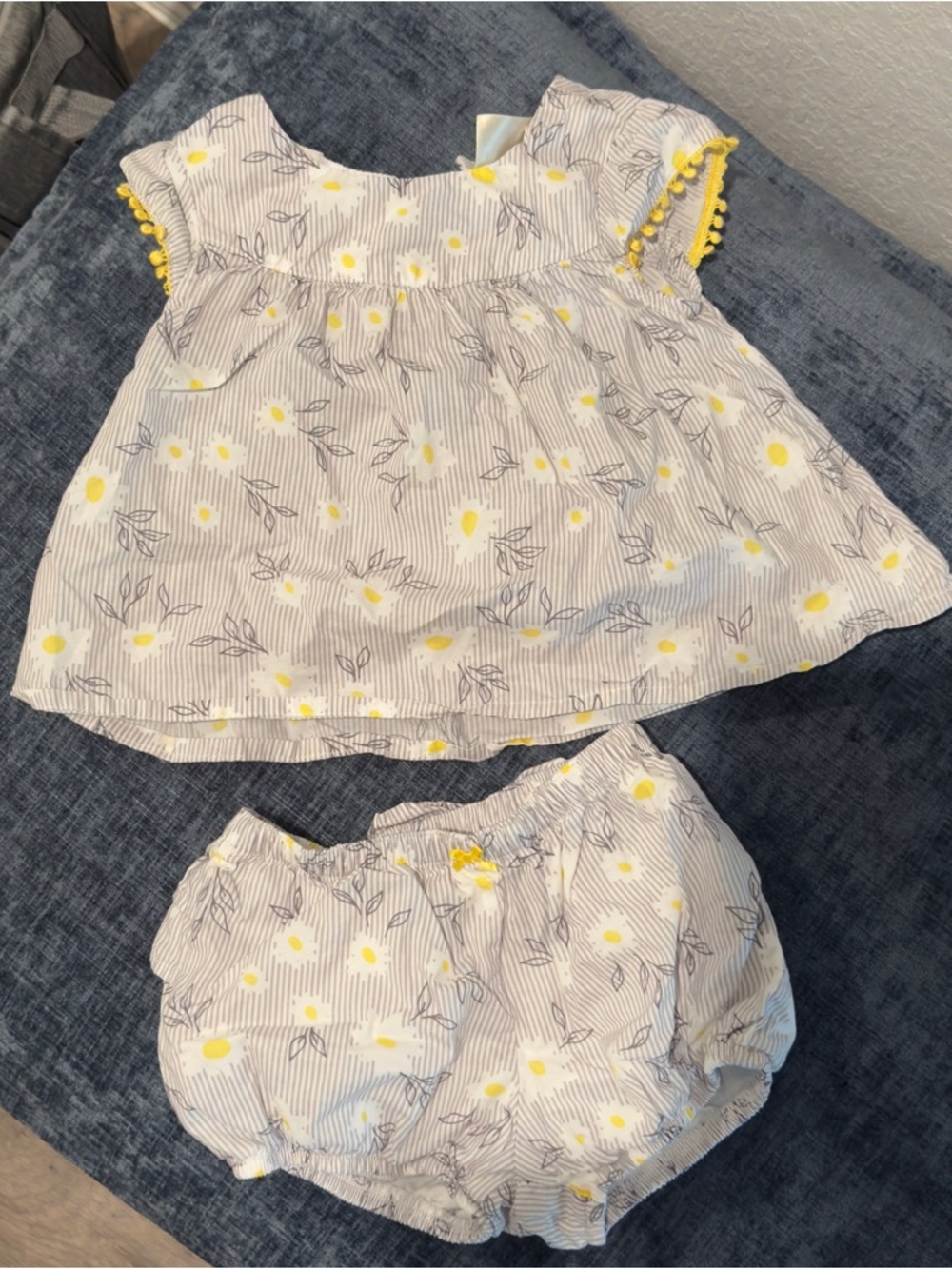 Baby Girls Yellow Floral Top & Bloomers Set